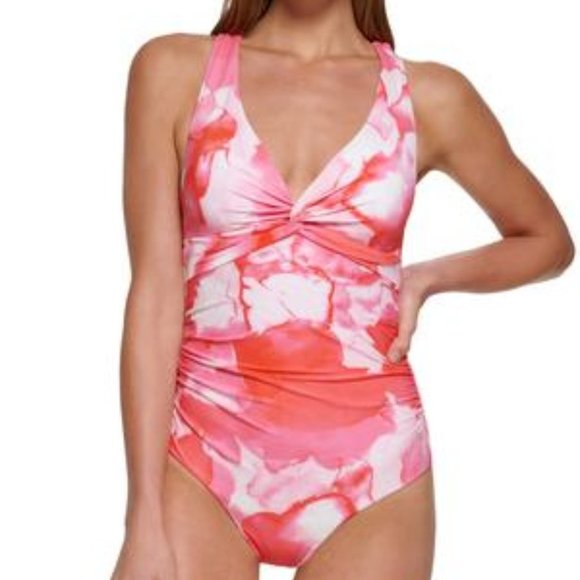 Calvin Klein Strappy Tie Dye One Piece Swimsuit Size 12 - Picture 1 of 12